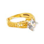 Gold Ladies Ring with Solitaire and Beautiful Design